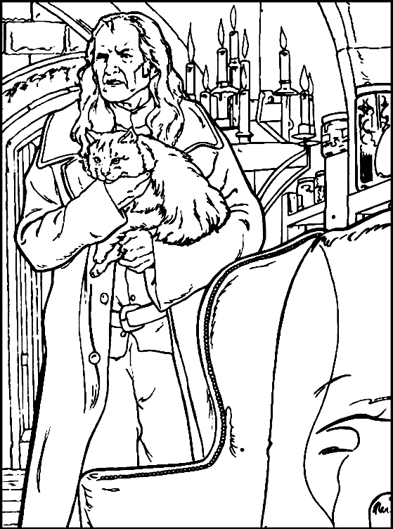 coloriage le concierge rusard et miss teigne